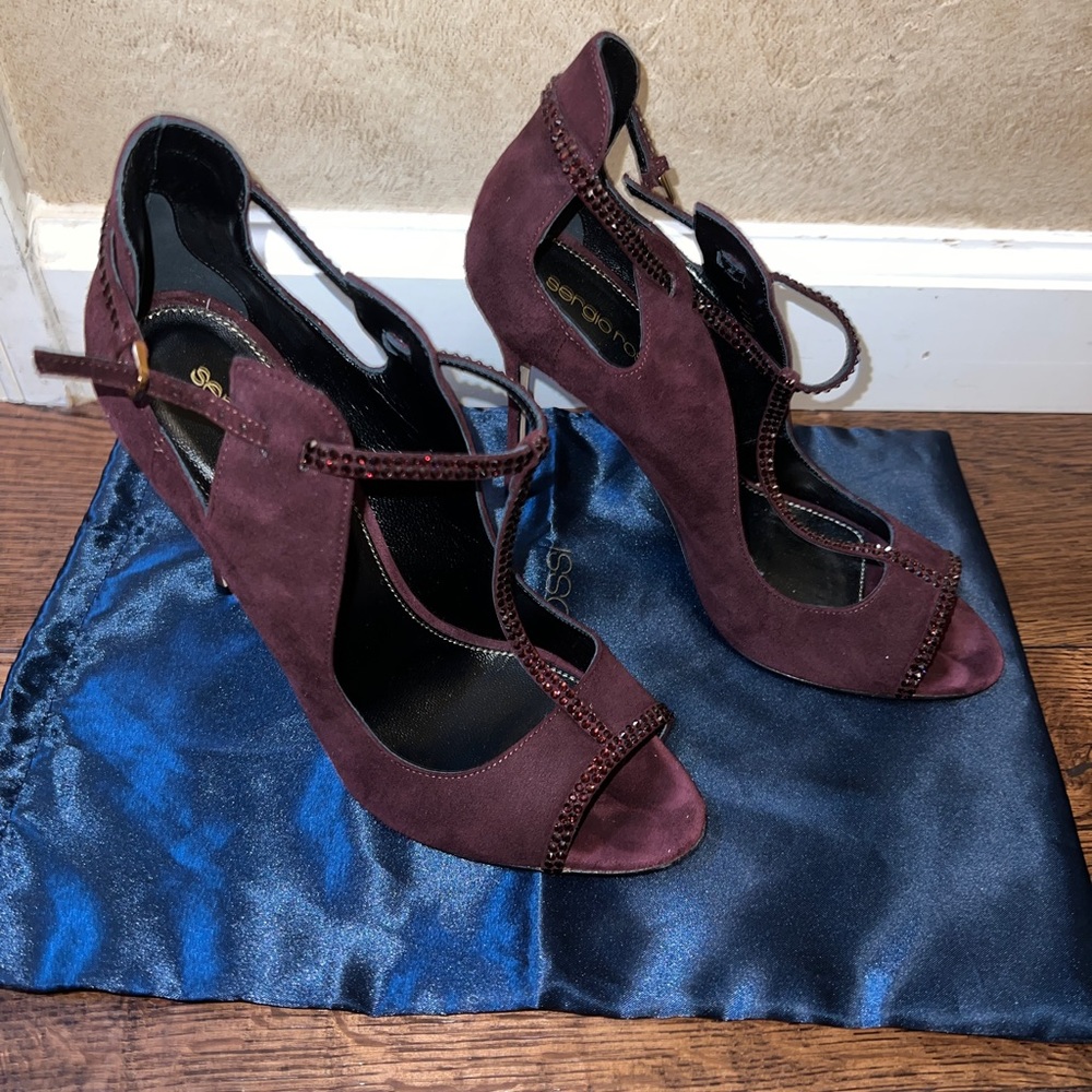Sergio Rossi Crystal Embellished Suede Sandals
